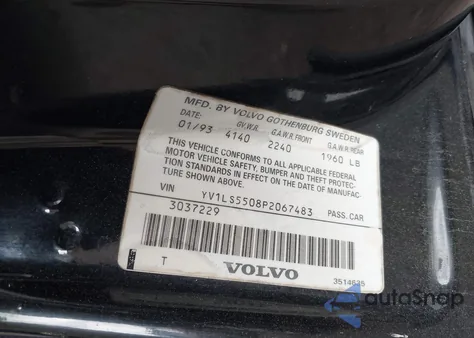 1993 Volvo 850 из США, поврежденный, VIN YV1LS5508P2067483